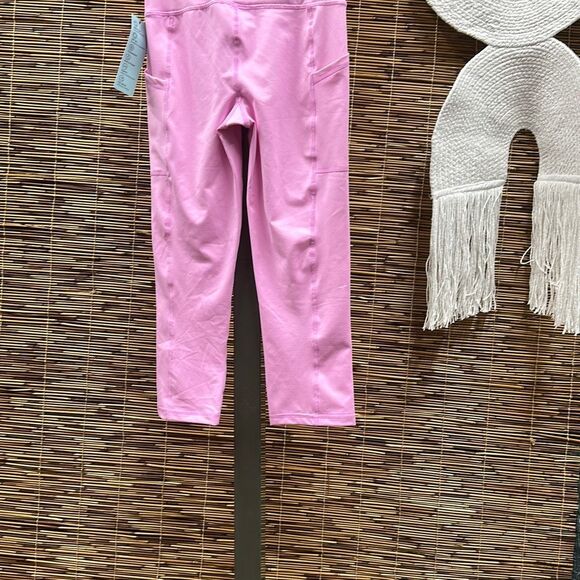 ID Ideology Women S Compression High Rise Side Pocket Cropped Leggings Pink Size - Picture 3 of 3